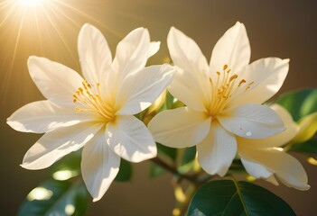 Fototapeta premium Jasmine flower closeup Realistic Light understand sun light significantly summer flower concept