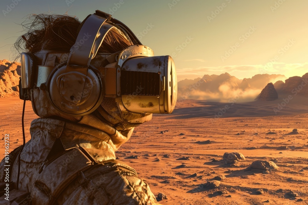Poster virtual reality experience that simulates walking on the surface of Mars