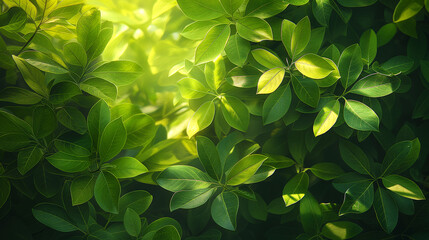 Green Serenity: Light and Shadow Play on Leaves