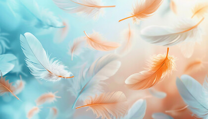 Abstract Background with Floating Feathers - Add a whimsical touch to your designs with this abstract background featuring floating feathers, perfect for creating a dreamy and ethereal look.