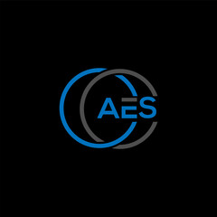 AES letter logo design on BLACK background. AES creative initials letter logo concept. AES letter design.
