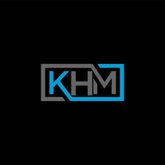 Fototapeta premium KHM letter logo design on BLACK background. KHM creative initials letter logo concept. KHM letter design.