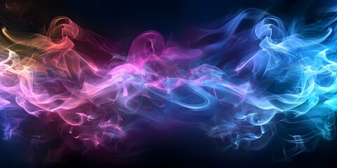 Pink and purple fluffy pastel smoke on dark background with AI concept. Concept Fluffy Smoke, Pink & Purple, Pastel, Dark Background, AI Concept