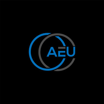AEU letter logo design on BLACK background. AEU creative initials letter logo concept. AEU letter design.