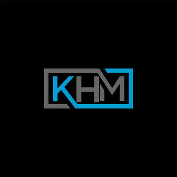 KHM letter logo design on BLACK background. KHM creative initials letter logo concept. KHM letter design.
