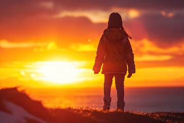 Girl enjoying sunset walk