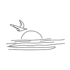 Line art fish and bird