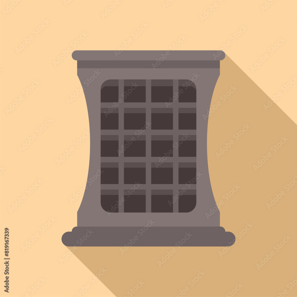 Sticker Graphic icon of a retrostyle trash bin in flat design with a long shadow, isolated on a beige background