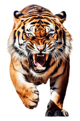 Fototapeta premium Tiger Image for Stickers, T-Shirt Print, Cap, Mug, Slippers, Mousepad, with Transparent Background PNG