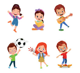 vector illustration of students in different postures