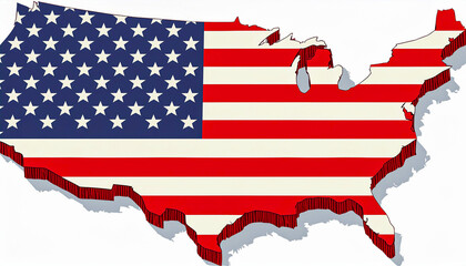 US country map with flag
