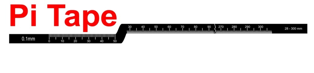 Pi Tape flat design isolated on a white background, It is a measuring tool to measure the diameter of a cylindrical object.