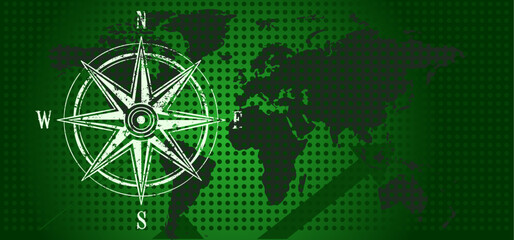 Map and compass background - vector illustration