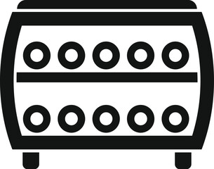 Vector icon of an oldfashioned radio with buttons and speaker, isolated on white