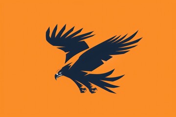 Fototapeta premium A black and orange bird flying through the air. Suitable for nature and wildlife concepts