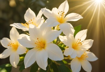 Fototapeta premium Jasmine flower closeup Realistic Light understand sun light significantly summer flower concept