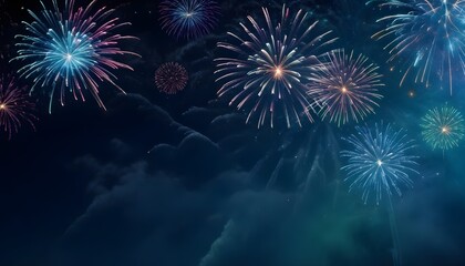 Colorful fireworks exploding in a night sky