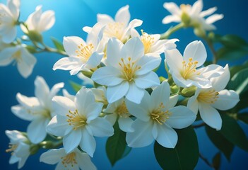 Obraz premium Jasmine flower closeup Realistic Light understand sun light significantly summer flower concept