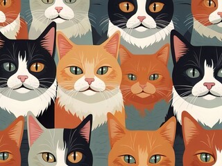 Cute cat flat Vector illustration