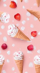 pattern of ice cream, lively, peach background