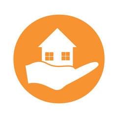 Initial Home Hand Logo combine with letter O vector template