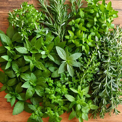 healthy fresh and dried herbs, ai-generatet