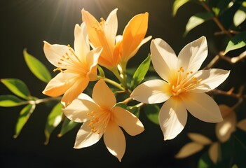 Fototapeta premium Jasmine flower closeup Realistic Light understand sun light significantly summer flower concept