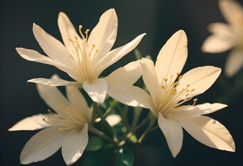 Fototapeta premium Jasmine flower closeup Realistic Light understand sun light significantly summer flower concept