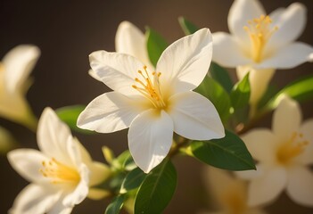 Jasmine flower closeup Realistic Light understand sun light significantly summer flower concept