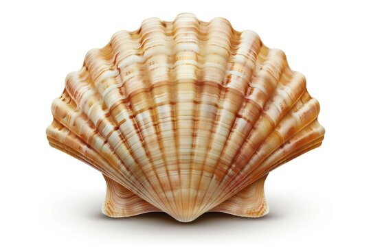 A single seashell on a plain white background, suitable for various design purposes