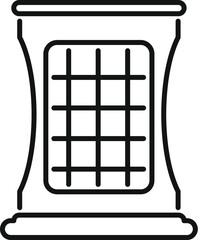 Black and white vector illustration of a stylized hourglass, representing time