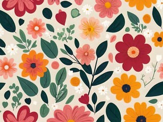 Flat Vector flowers illustration pattern