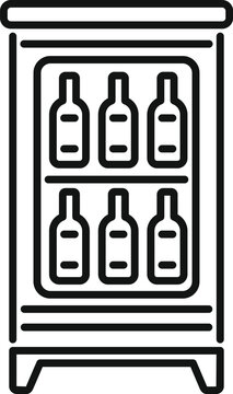 recommend clip art: Black and white line art of a wine cooler, simple minimalist design for iconography and appliances
