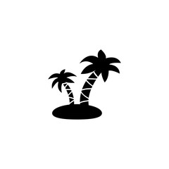 Obraz premium Two stylized palm trees create a simple, tropical silhouette against a plain white background, conveying a sense of tranquility and vacation.