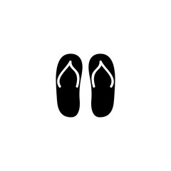A simple, black and white graphic of a pair of flip flops.