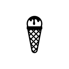 A simple black silhouette of an ice cream cone, representing the concepts of refreshment, summer, and indulgence.