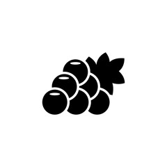 A simple black and white icon depicting a cluster of grapes, symbolizing viticulture, wine, or healthy fruit production.