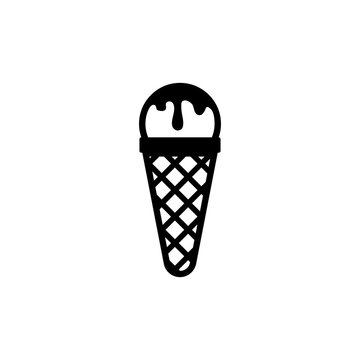 recommend clip art: A simple black silhouette of an ice cream cone, representing the concepts of refreshment, summer, and indulgence.