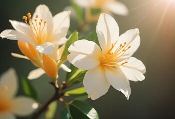 Fototapeta premium Jasmine flower closeup Realistic Light understand sun light significantly summer flower concept
