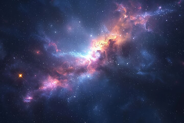 Naklejka premium A mesmerizing view of a vibrant galaxy in deep space, full of stars and cosmic wonders