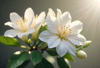 Fototapeta premium Jasmine flower closeup Realistic Light understand sun light significantly summer flower concept