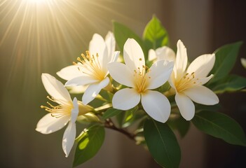 Obraz premium Jasmine flower closeup Realistic Light understand sun light significantly summer flower concept