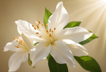 Fototapeta premium Jasmine flower closeup Realistic Light understand sun light significantly summer flower concept