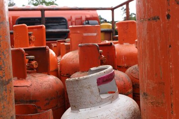 rusty and old propane gas tanks