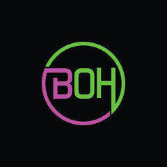 BOH letter logo design on black background