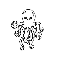 Sea life doodle vector illustration