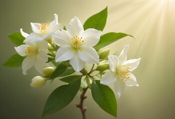 Obraz premium Jasmine flower closeup Realistic Light understand sun light significantly summer season flower concept