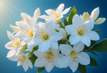 Fototapeta premium Jasmine flower closeup Realistic Light understand sun light significantly summer season flower concept