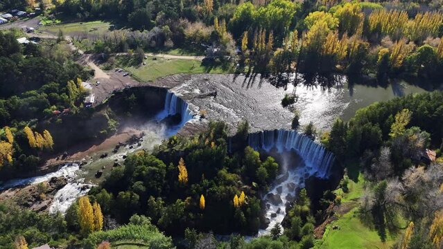 Waterfall El Salto del Laja in sunny day en Chile