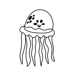 Sea life doodle vector illustration